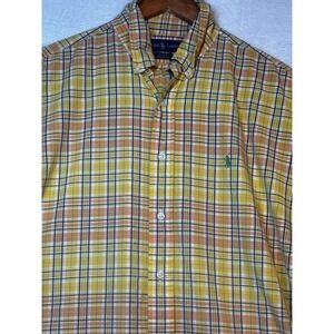 Vintage Polo Ralph Lauren Blake Mens Large Long‎ Sleeve Button Down Yellow Plaid